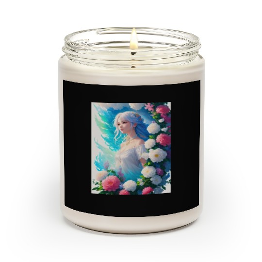 Spring Girl with a bouqet of flowers garland #22 Scented Candles