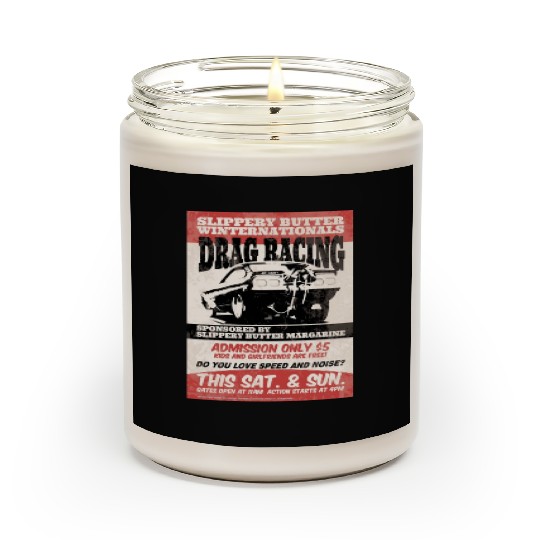 Vintage Hot Rod Classic Drag Racing Poster Scented Candles