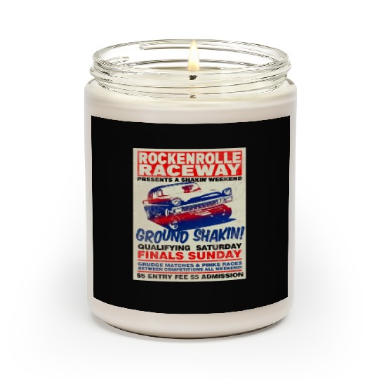 Vintage Hot Rod Classic Drag Racing Poster Scented Candles