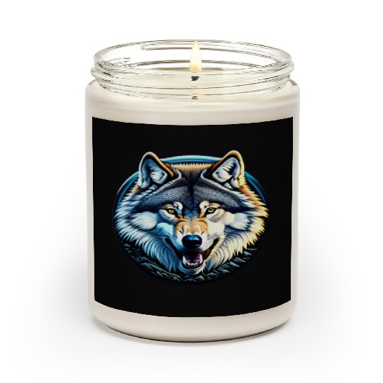 A fierce wolf howling at the moon Scented Candles