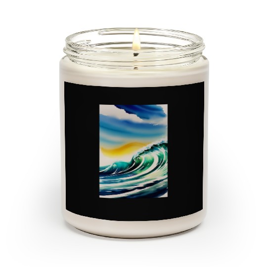Ocean Waves Painting Design Scented Candles