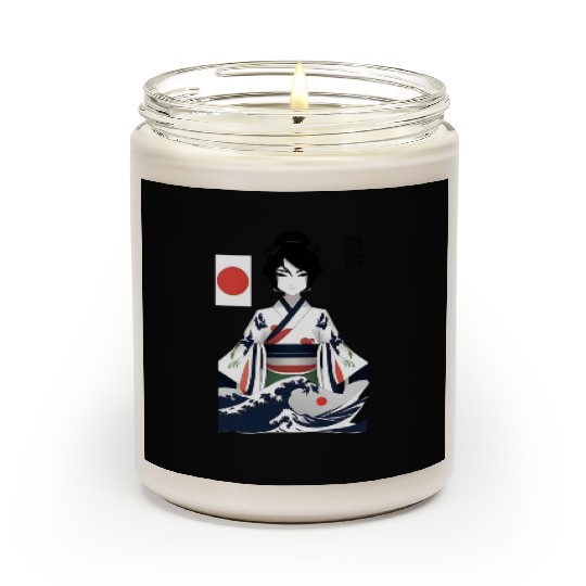 Japan Rokurokubi Yokai Women In Kanagawa Scented Candles