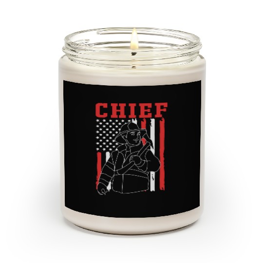 Us Flag Fire Chief Patriotic Firefighter For Men Scented Candles