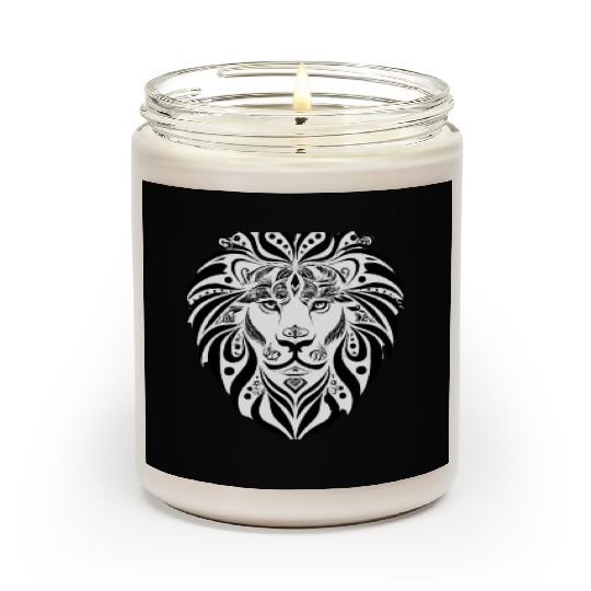 Black and White Lion Design Scented Candles