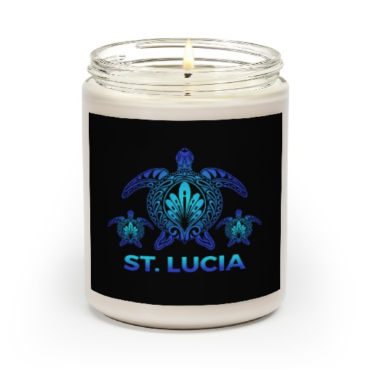 Vintage St. Lucia Ocean Blue Sea Turtle Souvenirs Scented Candles