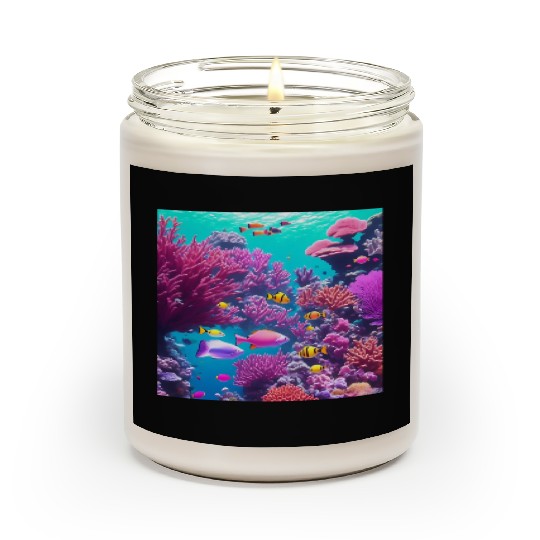 Viral magenta coral reef with tropical fish Scented Candles
