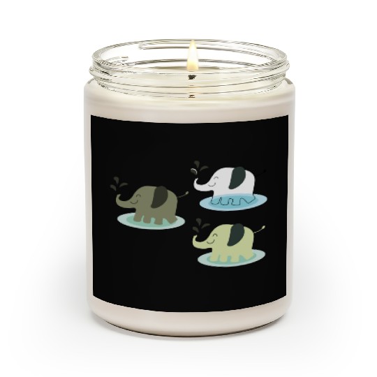Three elephants spraying water Scented Candles