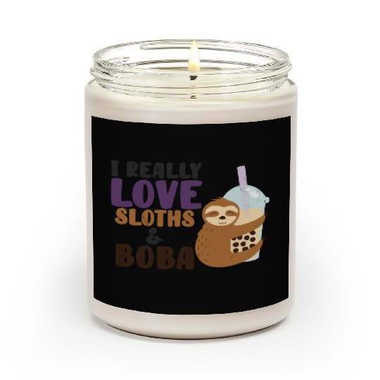 Cute Lazy Sloth Boba Tea Sweet Bubble Tea Scented Candles