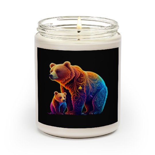 Mother Bear and Cub Sublimation Graphic Wild 3 Scented Candles