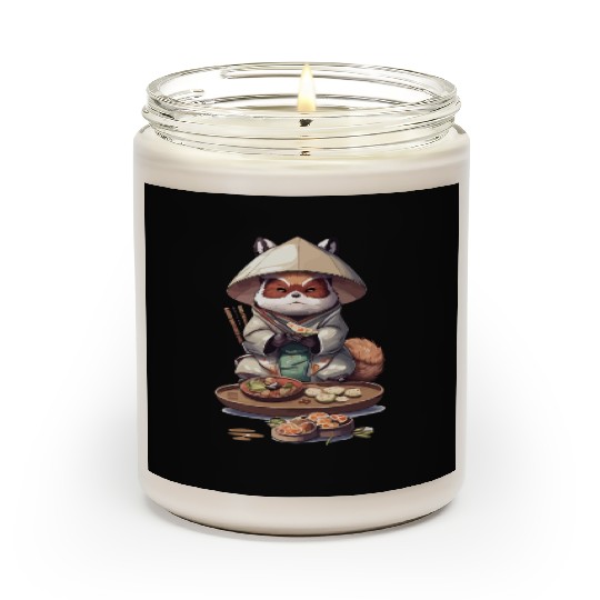 Tanuki Warrior Eat Sushi Scented Candles