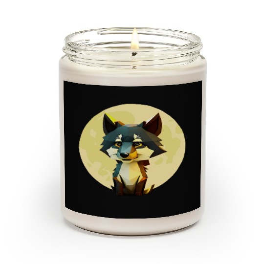 Wolf howling at the moon graphic Scented Candles