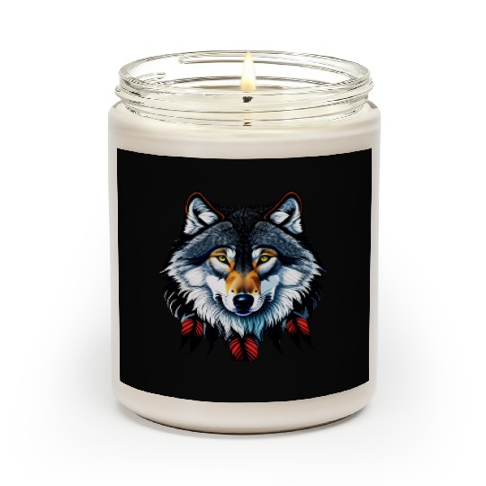 Wolf howling at the moon graphic Scented Candles