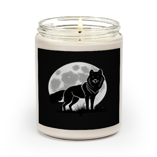 Wolf howling at the moon graphic Scented Candles