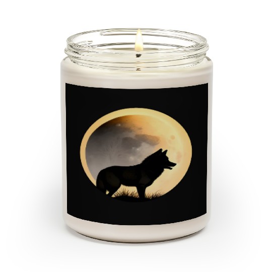 Wolf howling at the moon graphic Scented Candles