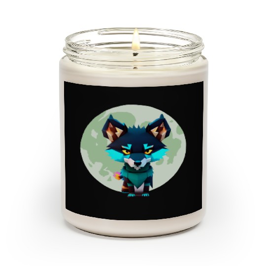 Cute Wolf Moon Graphic Scented Candles