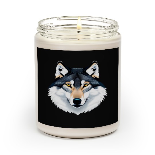 Wolf howling at the moon graphic Scented Candles
