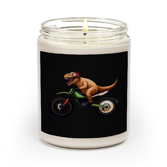 Humorous Dirt Bike for Dinosaurs to Ride Scented Candles
