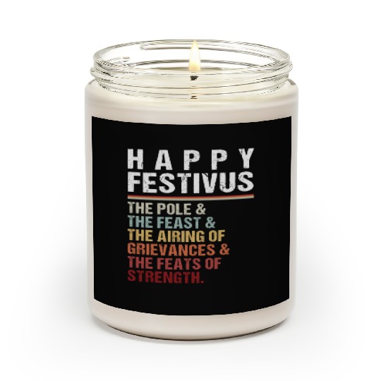Happy Festivus Christmas Holiday Retro Vintage Scented Candles