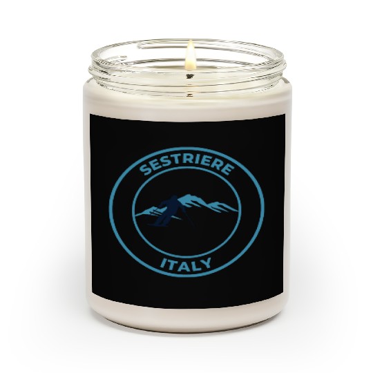 Retro cool Skiing in Sestriere Italy Blue Scented Candles