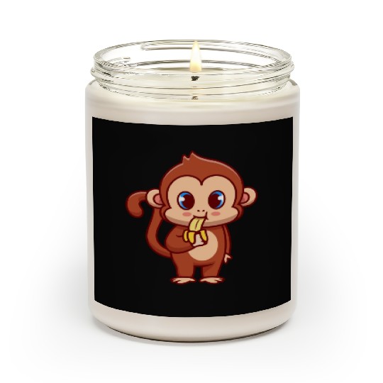 Cute Monkey Eating Banana Cartoon Scented Candles