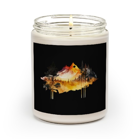 Watercolor Mountains Nature Hiking Explore Wild 6 Scented Candles