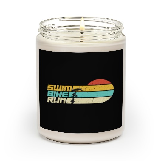 Triathlon Swim Bike Run Retro Training Triathletes Scented Candles