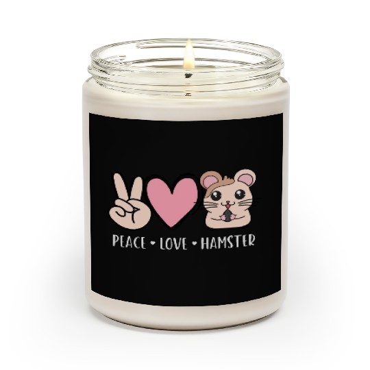 Peace Love Hamster Funny Cute Hamster Lover Gift Scented Candles
