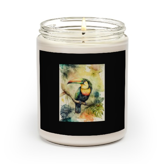 Toucan Watercolor Bird Jungle Tropical Rainforest Scented Candles