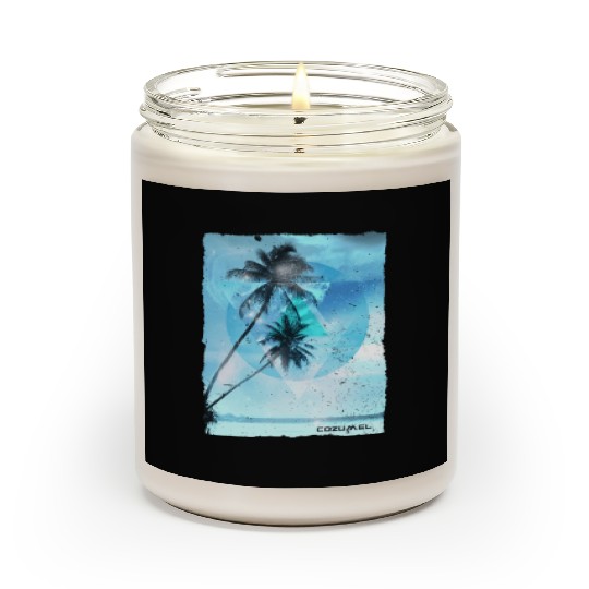 Artistic Cozumel Mexico Palm Tree Vacation Scented Candles