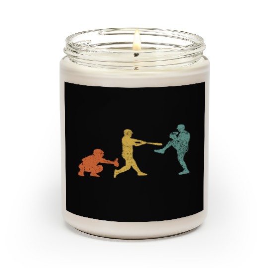 Baseball Catcher Pitcher Batter Vintage Scented Candles
