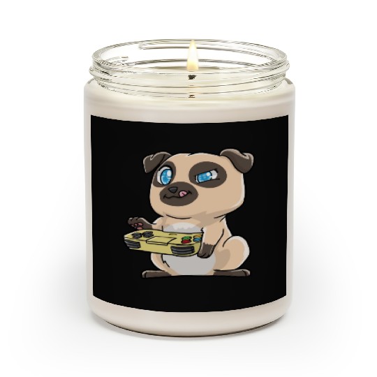 Pug Kawaii Gaming Gamer Dog Lover Cute Scented Candles