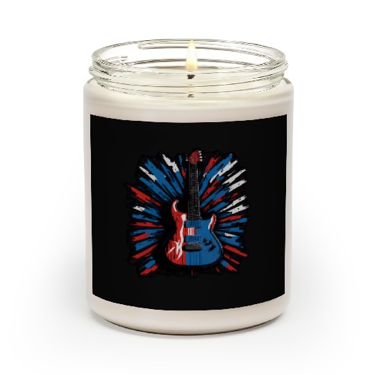 Electric guitar in Union Jack flag colors Scented Candles