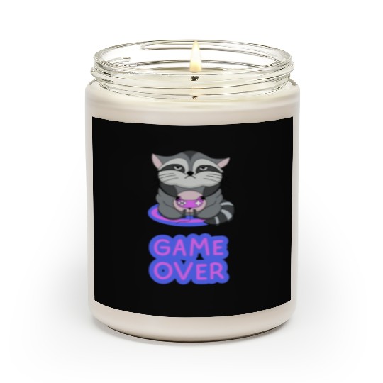Game Over fat wicked raccoon playing on a console Scented Candles