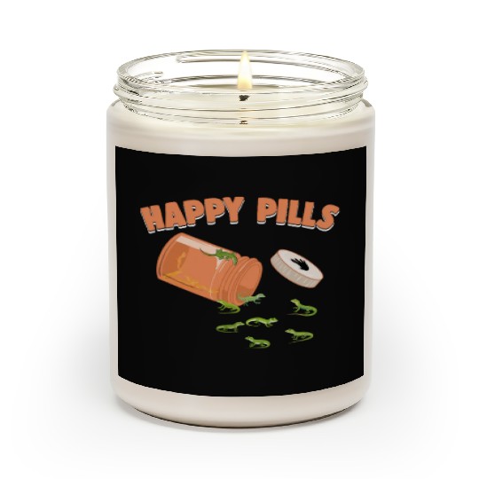 Happy Pills Green Anole Funny Lizard Lovers Humor Scented Candles