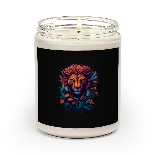 Abstract lion Scented Candles