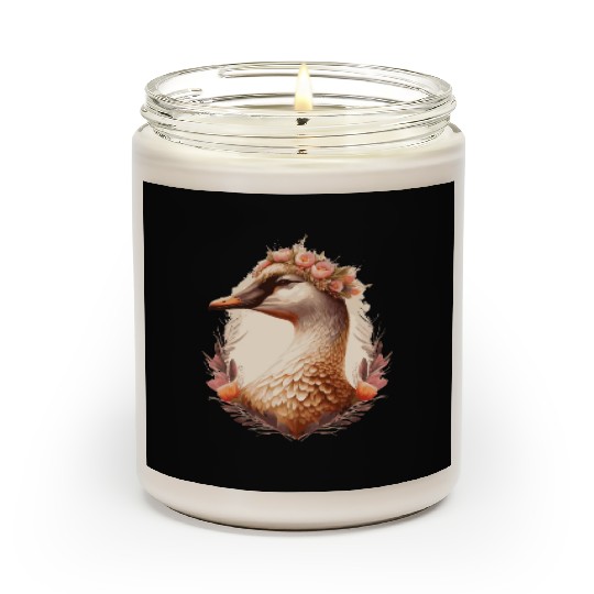 Flower Crown Goose Floral Farm Animal Pet Scented Candles