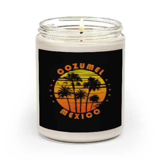 Retro Cozumel Mexico Souvenir Vintage Palm Tree Scented Candles