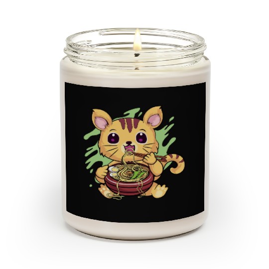Kawaii Cat Eating Ramen Scented Candles