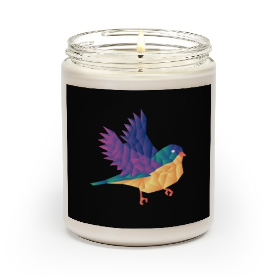 Polygon Shape Multi Colored Bird Pattern Nature Scented Candles