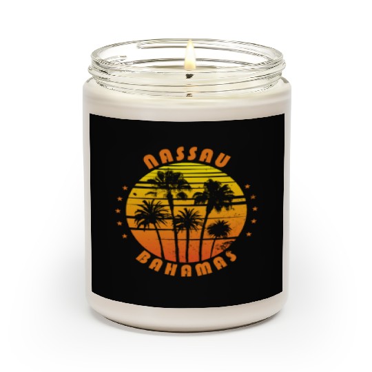 Retro Nassau Bahamas Souvenir Vintage Palm Tree Scented Candles