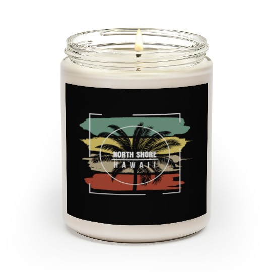 North Shore Oahu Hawaii Artistic Palm Tree Retro Scented Candles
