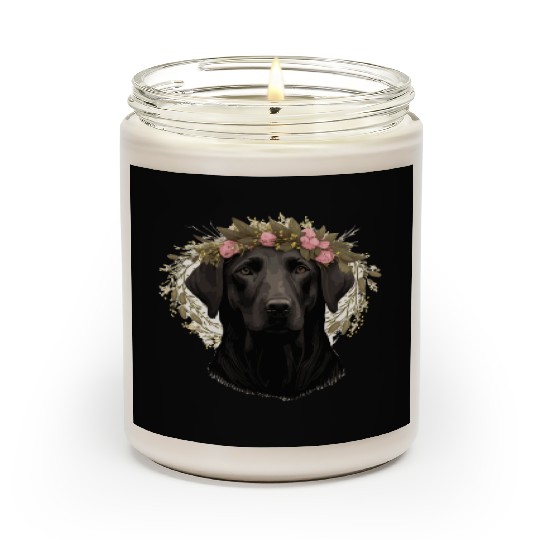 Cute Labrador Retriever Flower Crown Dog Breed Flo Scented Candles