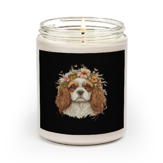 Cavalier King Charles Spaniel Flower Crown Dog Flo Scented Candles