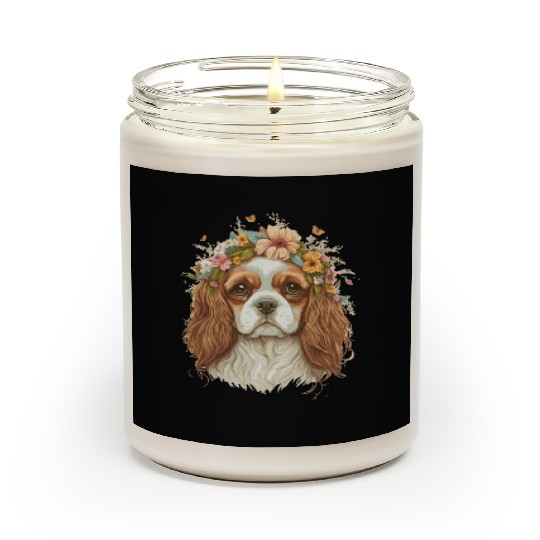Cavalier King Charles Spaniel Flower Crown Dog Flo Scented Candles