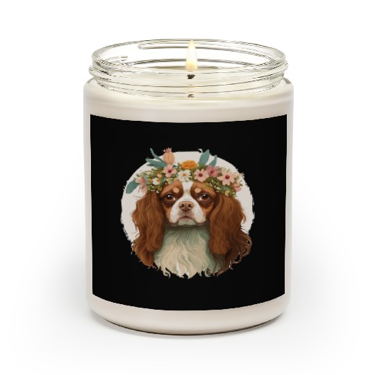 Cavalier King Charles Spaniel Flower Crown Pet Dog Scented Candles