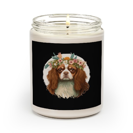 Cavalier King Charles Spaniel Flower Crown Pet Dog Scented Candles