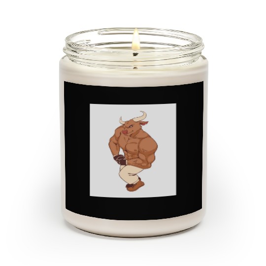 Brown Illustrated Bull Gym Lover Scented Candles