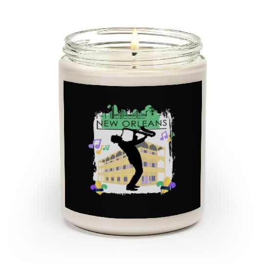 Mardi Gras New Orleans Louisiana City Jazz Music Scented Candles