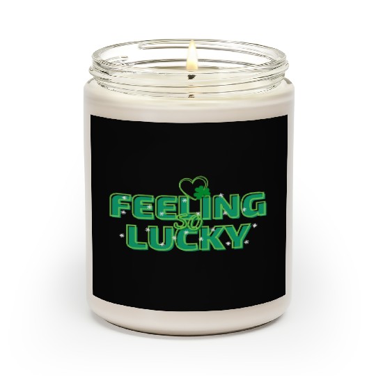 Feeling Lucky Green Bright Bold Typography Scented Candles