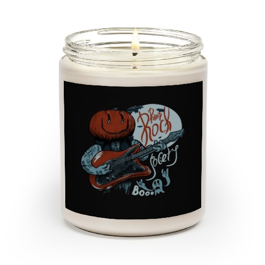Pump Rock Society Halloween Pumpkin Playing Guitar Scented Candles